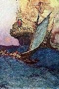 Howard Pyle An Attack on a Galleon oil painting artist